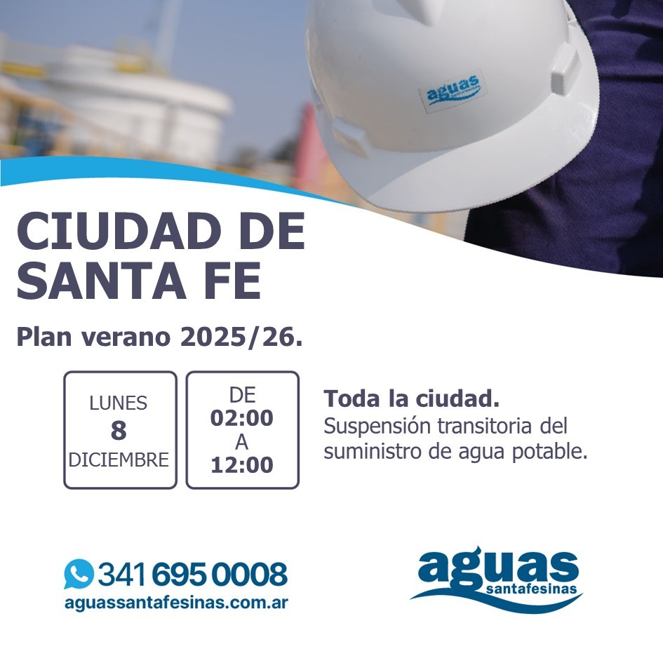 Vuelven a cortar el agua en toda la ciudad de Santa Fe